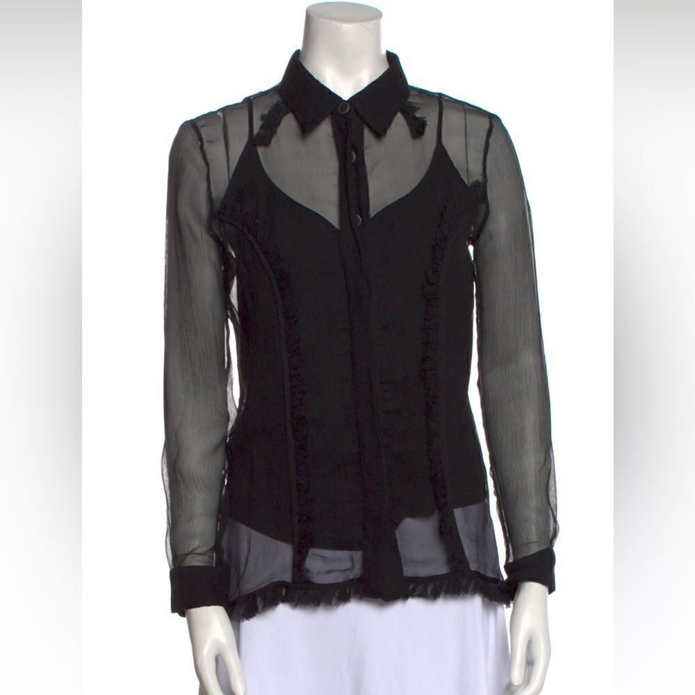 Fendi Black Sheer Button Down Shirt - image 1